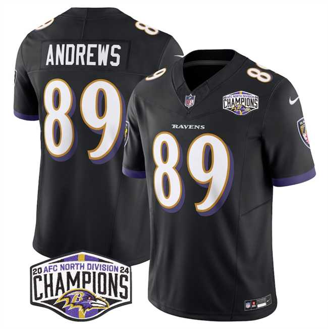 Men%27s Baltimore Ravens #89 Mark Andrews Black F.U.S.E 2024 AFC North Division Champions Vapor Limited Jersey
